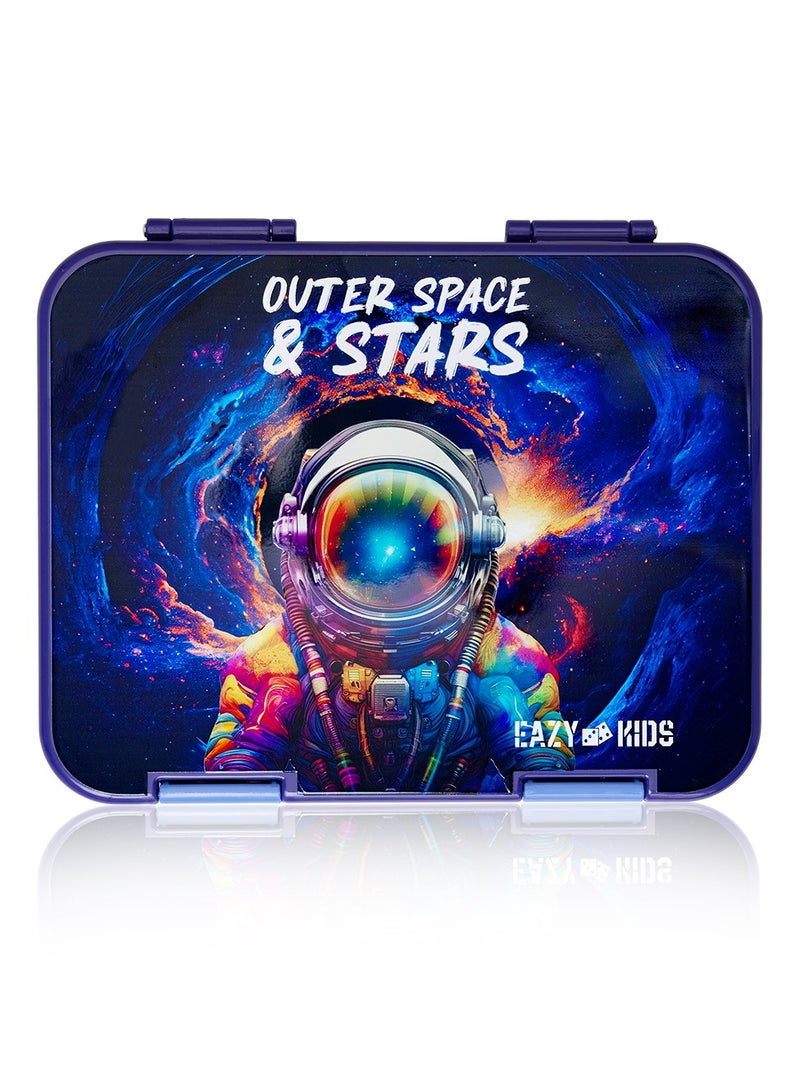 6 And 4 Convertible Bento Lunch Box With Sandwich Cutter Set - Outer Space Blue