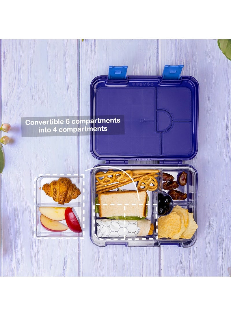 6 And 4 Convertible Bento Lunch Box With Sandwich Cutter Set - Outer Space Blue