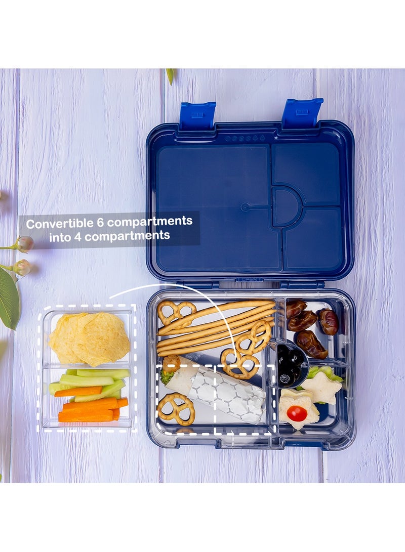 4 And 6 Convertible Bento Lunch Box With Sandwich Cutter Set - Space Uae Blue