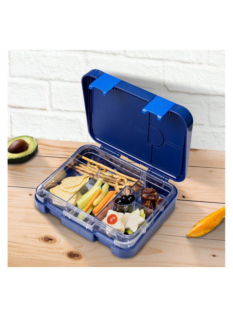 4 And 6 Convertible Bento Lunch Box With Sandwich Cutter Set - Space Uae Blue