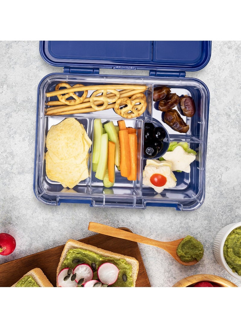 4 And 6 Convertible Bento Lunch Box With Sandwich Cutter Set - Space Uae Blue