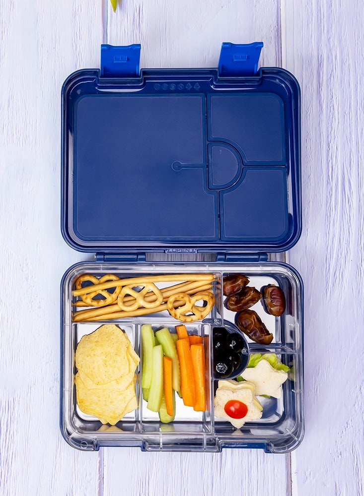 4 And 6 Convertible Bento Lunch Box With Sandwich Cutter Set - Space Uae Blue