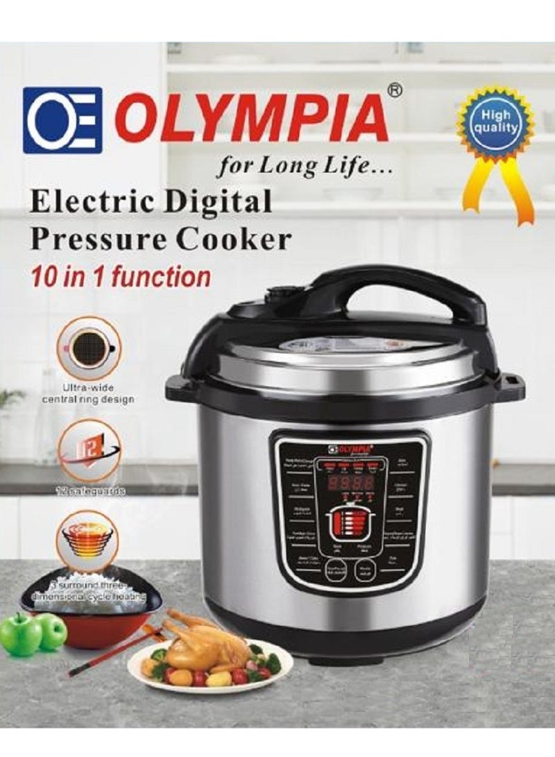 Olympia 10 In 1 Electric Digital Pressure Cooker 6 L Capacity 1000W