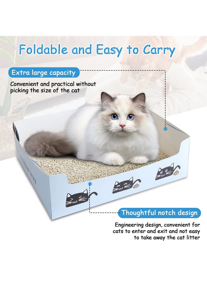 Disposable Litter Boxes for Cats, 10 Pack Foldable Waterproof Travel Litter Tray, Portable Cardboard Liner Cat Litter Tray for Cat Small Pet Indoor Outdoor Travel (15.4 x 11.4 x 4.72 inches)