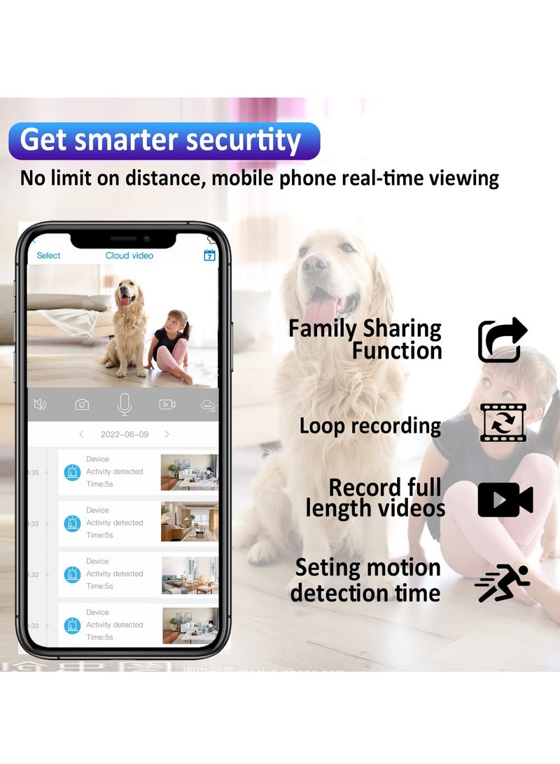 Mini Camera, Full HD Indoor Surveillance with Live Transmission, Mobile Phone App, 100-Day Long Standby WiFi Camera, Motion Sensor, Infrared Night Vision