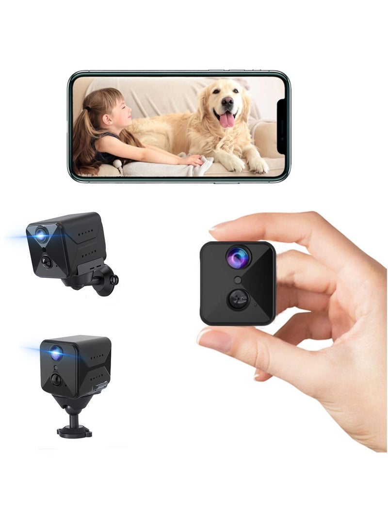 Mini Camera, Full HD Indoor Surveillance with Live Transmission, Mobile Phone App, 100-Day Long Standby WiFi Camera, Motion Sensor, Infrared Night Vision