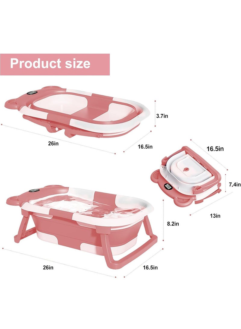 Baby Bathtub with Thermometer and Drain Hole for Newborn to Toddler up to 36 months