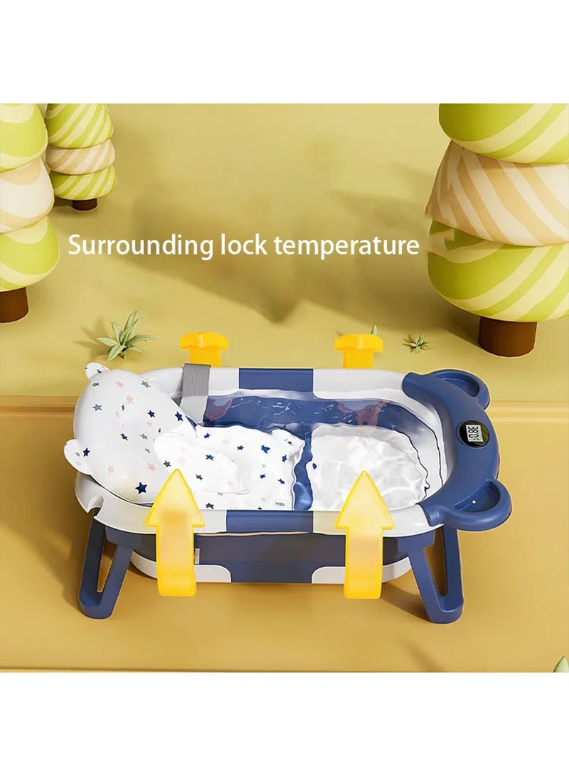 Baby Bathtub with Bath Mat Thermometer and Drain Hole for Newborn to Toddler up to 36 months