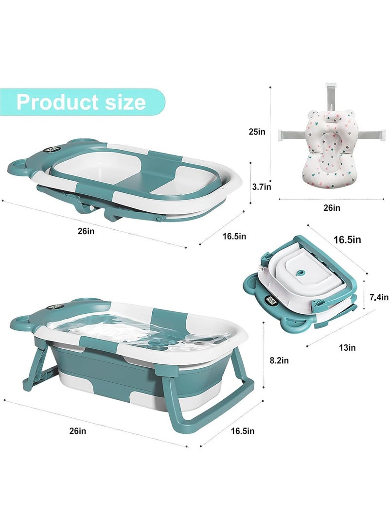 Baby Bathtub with Bath Mat Thermometer and Drain Hole for Newborn to Toddler up to 36 months