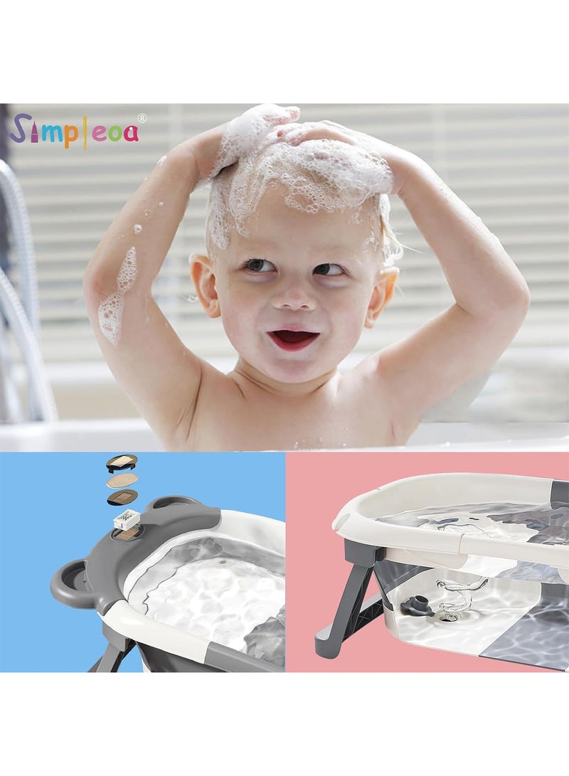 Baby Bathtub with Thermometer and Drain Hole for Newborn to Toddler up to 36 months