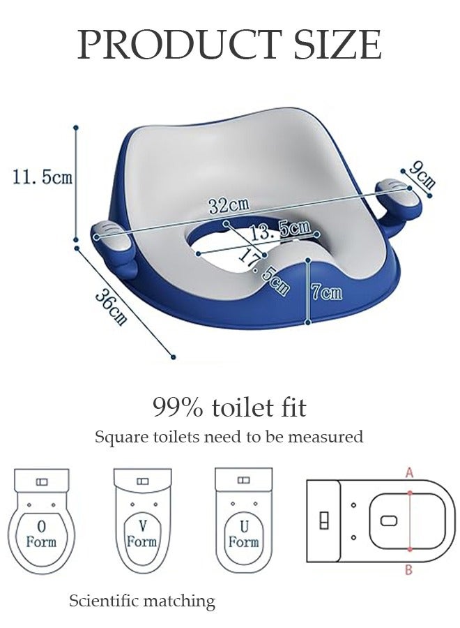 Potty Training Toilet Seat Anti-Slip Toilet Trainer Ring with Detachable Cushion Sturdy Handle and Backrest, Splash Guard Potty Chair for Toddler Boy Girl Fit Round Oval Toilet