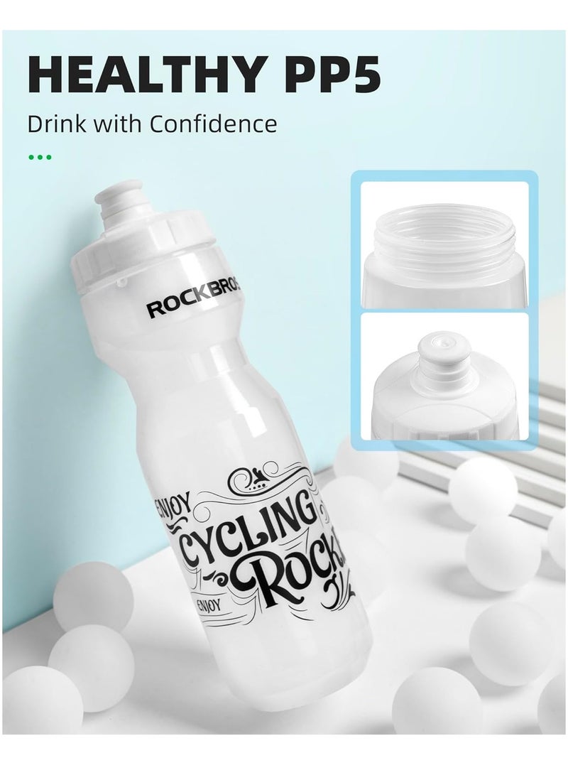 Cycling Water Bottle, BPA-Free Water Bottle, 5oz Squeeze Sports Water Bottle, Wide Mouth, White w/ White Lid