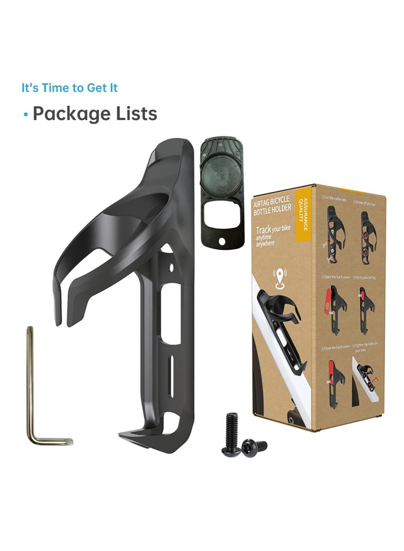 Airtag Bike Mount Hidden on Water Bottle Holder, Road Bike Anti-Theft Air tag GPS Tracker, AirTag Bike Mount, Waterproof Airtag Holder & Water Bottle Cage for All Bicycle, Plastic Drink Cup Bracket