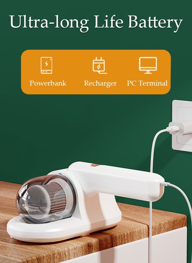 Mattress Vacuum Cleaner Handheld UV Bed Vacuum Mite Removal Instrument Wireless Mite Remover Cleaning Machine for Pillows Sheets Mattresses Sofas Plush Toys and Other Fabric Surfaces