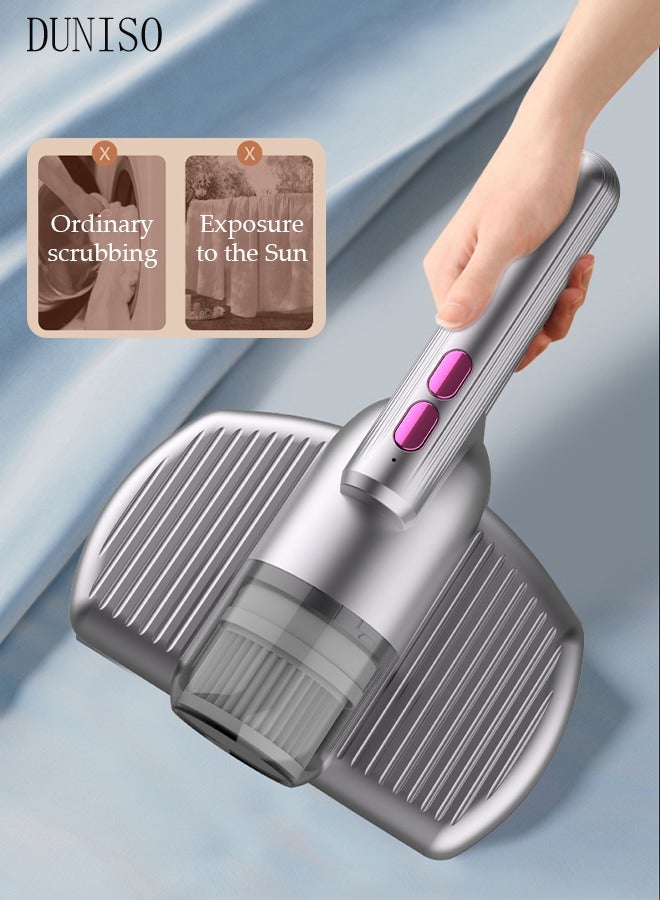 Mattress Vacuum Cleaner Handheld UV Bed Vacuum Mite Removal Instrument Wireless Mite Remover Cleaning Machine for Pillows Sheets Mattresses Sofas Plush Toys and Other Fabric Surfaces