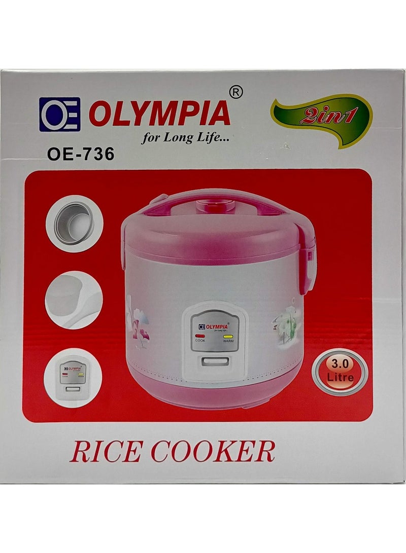 2 In 1 Electric Rice Cooker 3 L Capacity