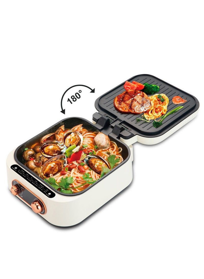 Portable 3 In 1 Foldable Hot Pot Grill 6 Ltr 1800 W