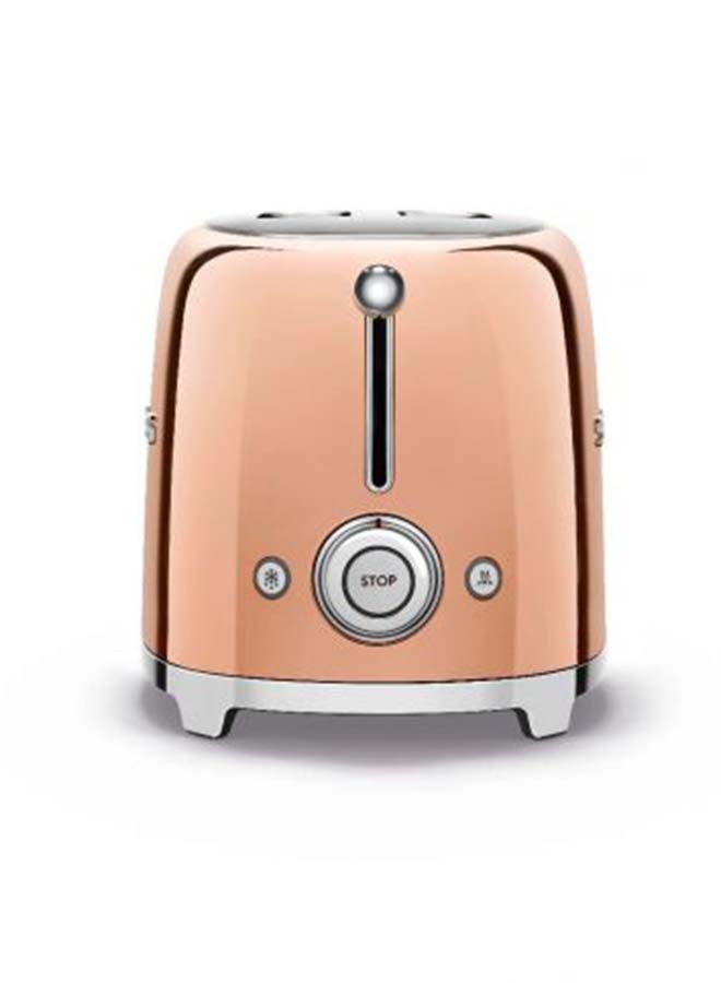 50's Retro Style Aesthetic 2 Slice Toaster 950 W 1035 W TSF01RGAU Rose Gold