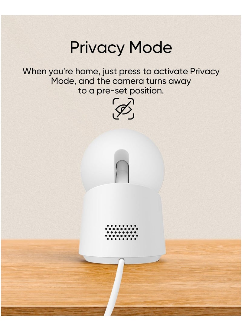 Security Indoor Cam C220, 2K Resolution Security Camera with 360° PTZ, Plug-in Security Indoor Camera with 2.4G Wi-Fi, Human/Motion AI, Night Vision, AI Tracking, HomeBase S380 Compatible