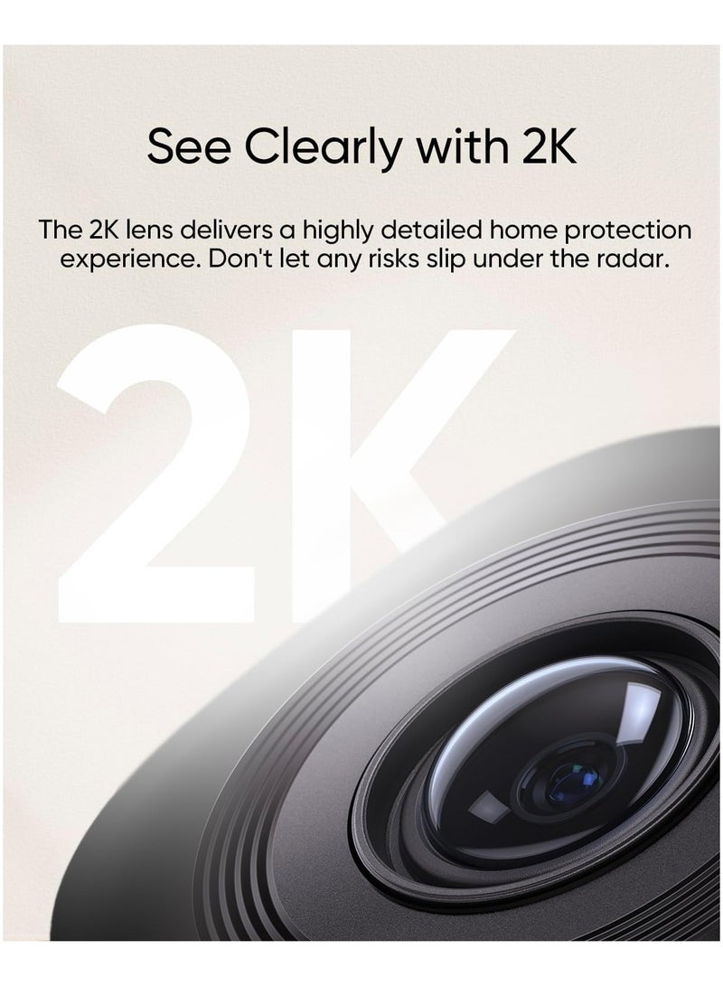 Security Indoor Cam C220, 2K Resolution Security Camera with 360° PTZ, Plug-in Security Indoor Camera with 2.4G Wi-Fi, Human/Motion AI, Night Vision, AI Tracking, HomeBase S380 Compatible