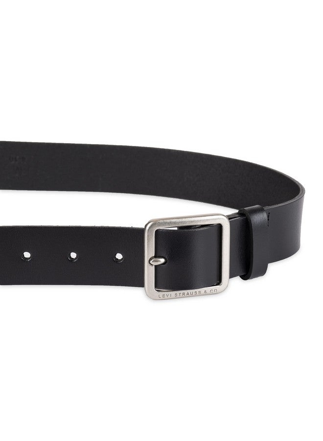 Women'S Casual Square Center Bar Buckle Belt Black Elevated Medium