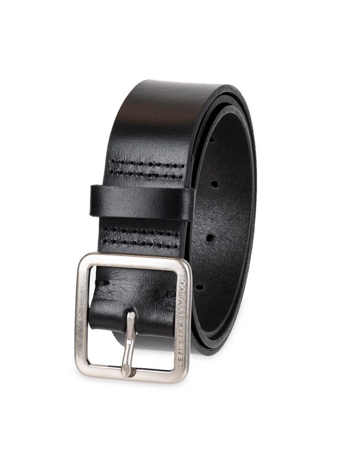 Women'S Casual Square Center Bar Buckle Belt Black Elevated Medium