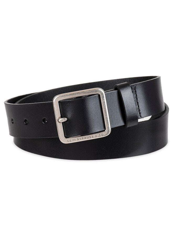 Women'S Casual Square Center Bar Buckle Belt Black Elevated Medium