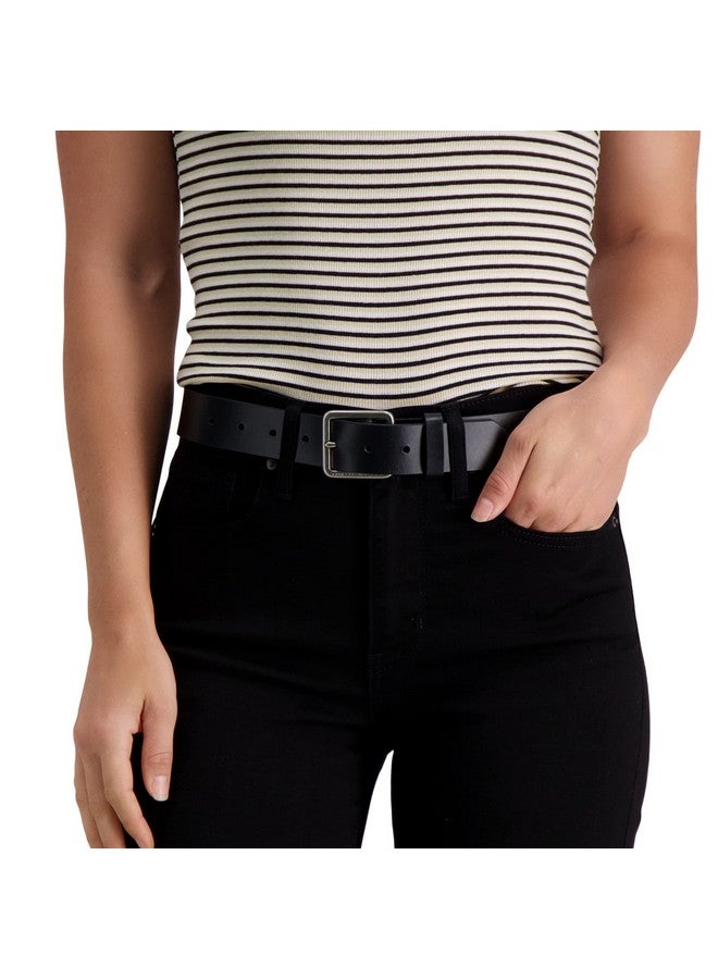 Women'S Casual Square Center Bar Buckle Belt Black Elevated Medium