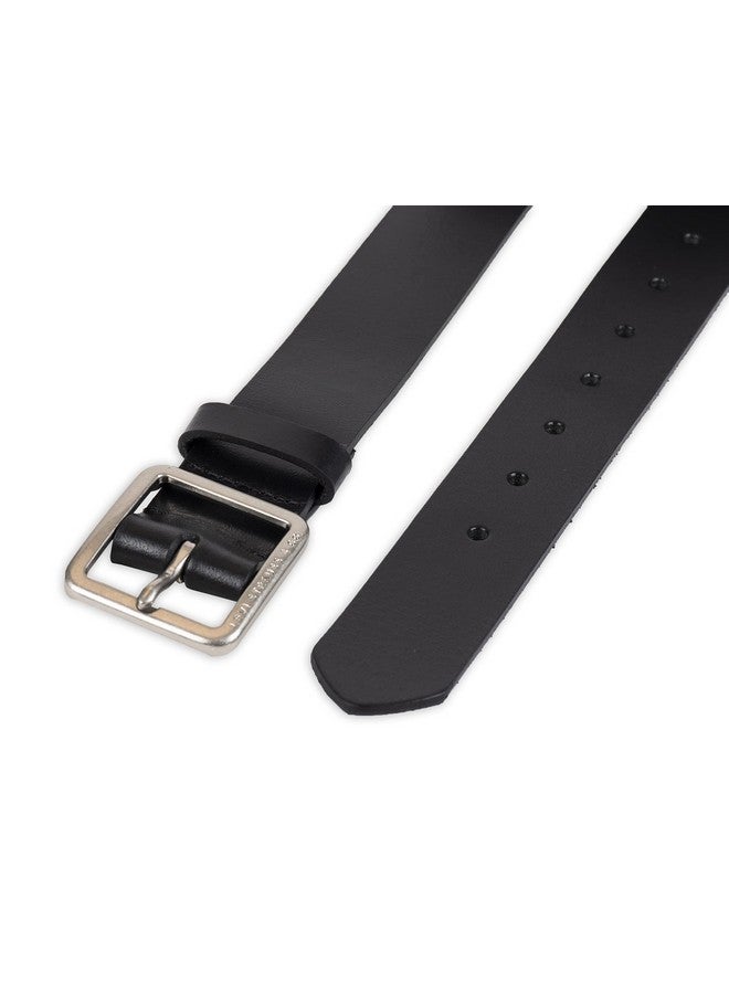 Women'S Casual Square Center Bar Buckle Belt Black Elevated Medium