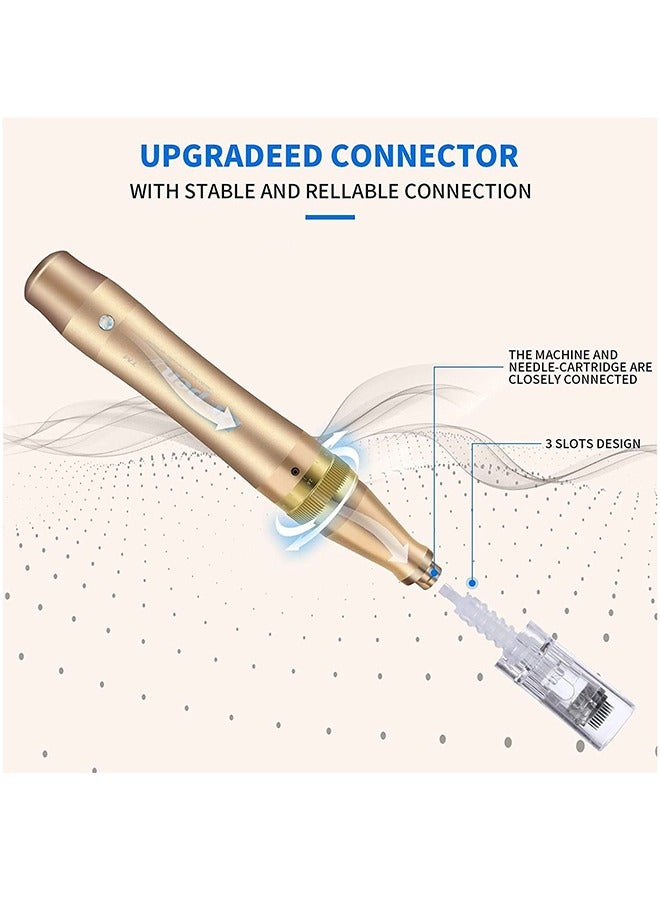 Ultima Derma Pen Auto Microneedle System Gold With 6 PC White 12 Pin Needle