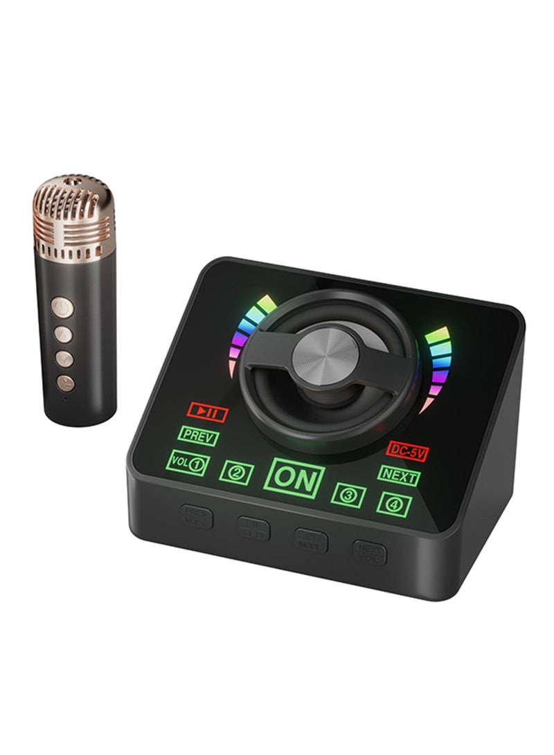Karaoke Machine Portable Bluetooth Speaker System With 1 Wireless Microphones Home Family Singing Speaker