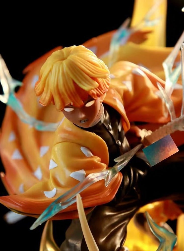 Demon Slayer: Kimetsu no Yaiba Simple Carving Agatsuma Zenitsu Thunderbolt Flash Scene Statue Boxed Doll Anime Model