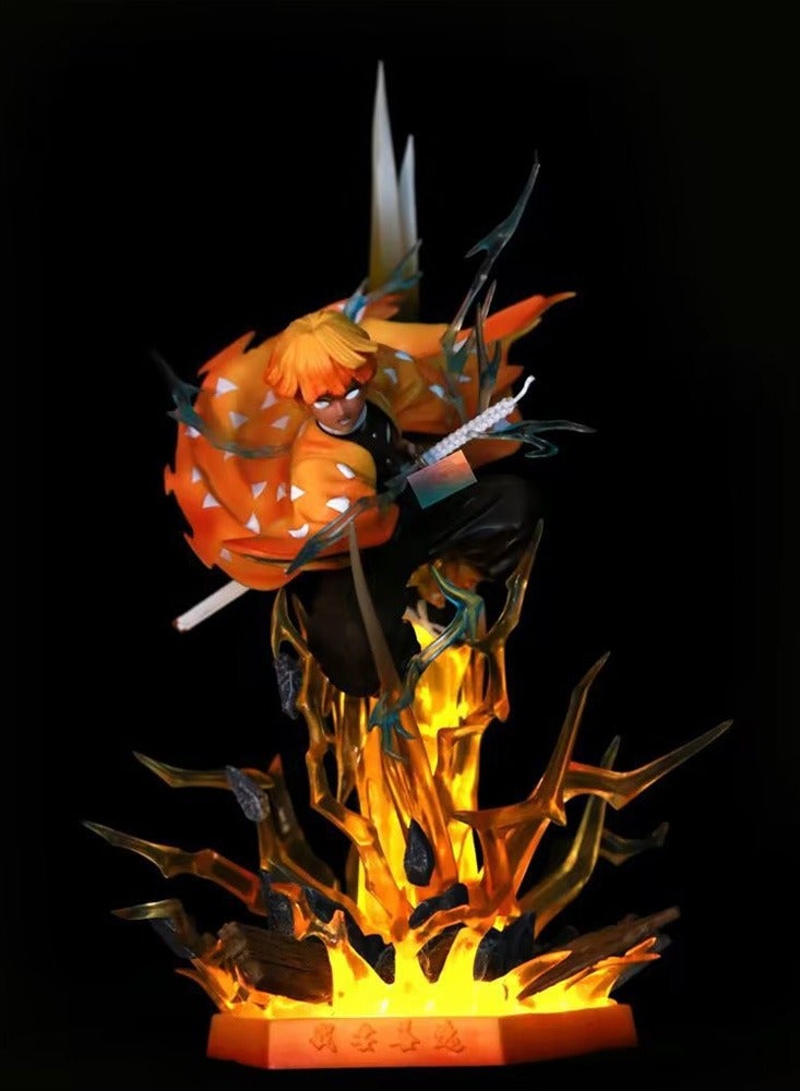 Demon Slayer: Kimetsu no Yaiba Simple Carving Agatsuma Zenitsu Thunderbolt Flash Scene Statue Boxed Doll Anime Model