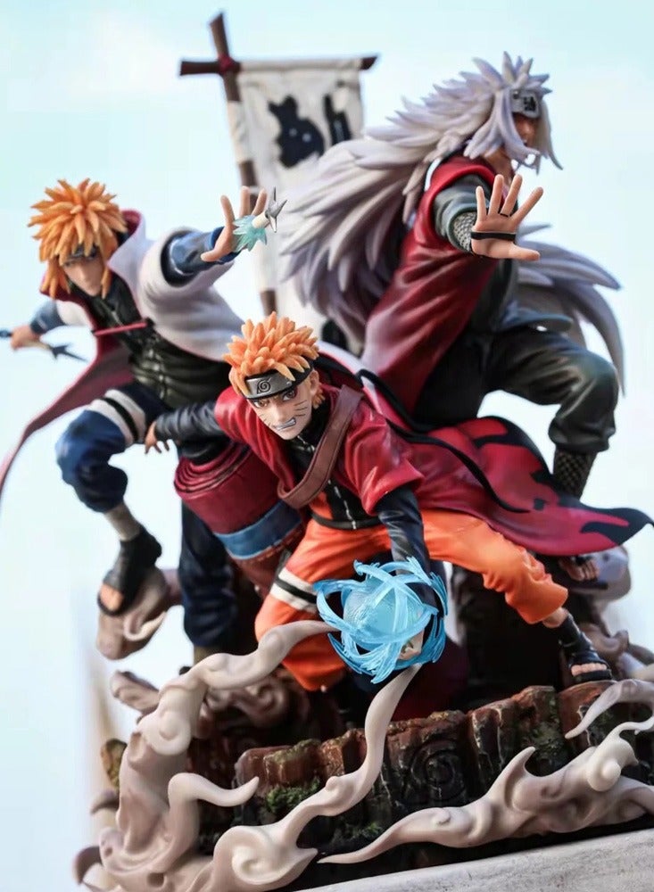 Naruto Giant Wave Destiny Stone Scar Namikaze Minato Naruto Scene Character Statue Anime Toy Hand-made Model Doll Ornaments