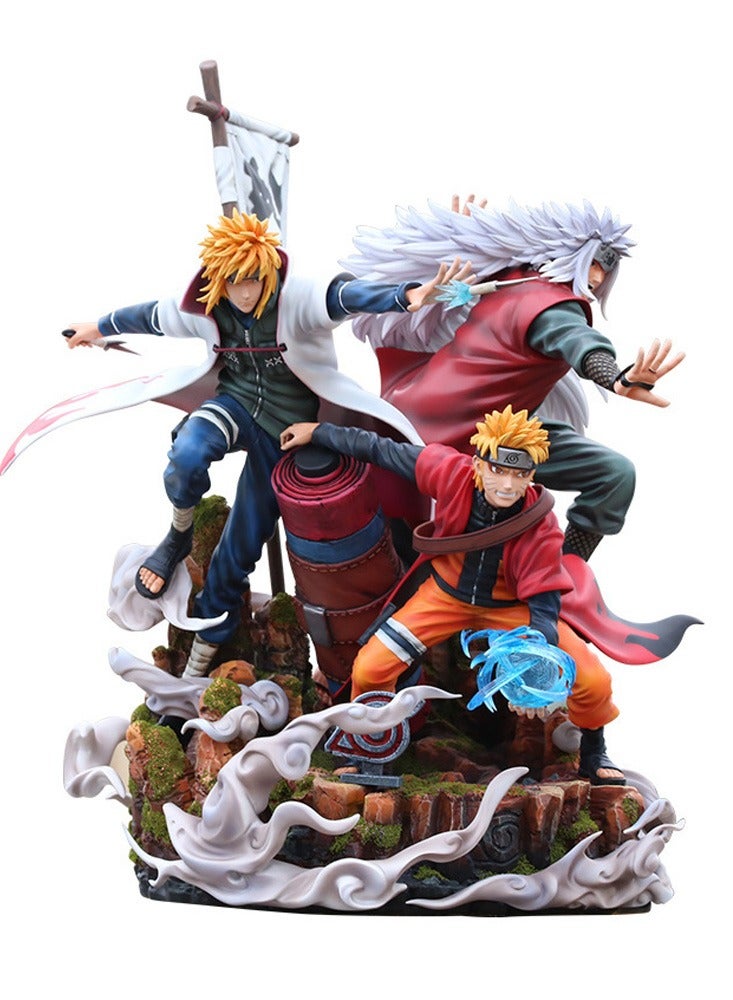 Naruto Giant Wave Destiny Stone Scar Namikaze Minato Naruto Scene Character Statue Anime Toy Hand-made Model Doll Ornaments