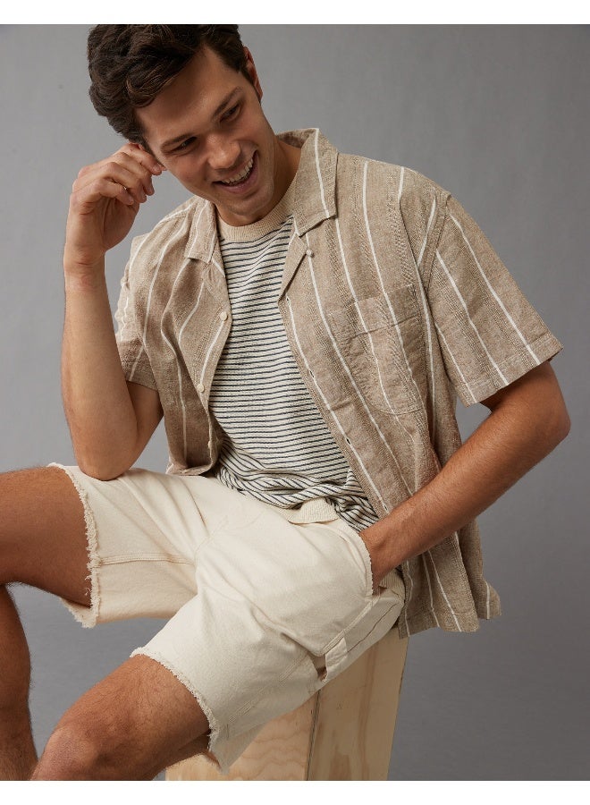 AE Linen-Blend Striped Button-Up Poolside Shirt