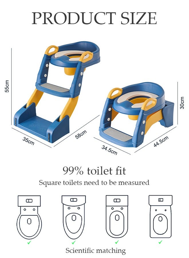 Kids Potty Training Toilet Seat with Step Stool Ladder,Toddlers-Comfortable Safe Potty Seat with Anti-Slip Pads Folding Ladder for Boys and Girls