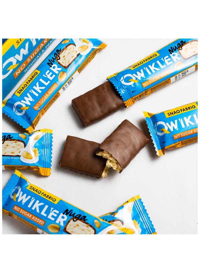 Qwikler Nuga Bar with Nougat and Peanut Flavor No Sugar Added 12x40g