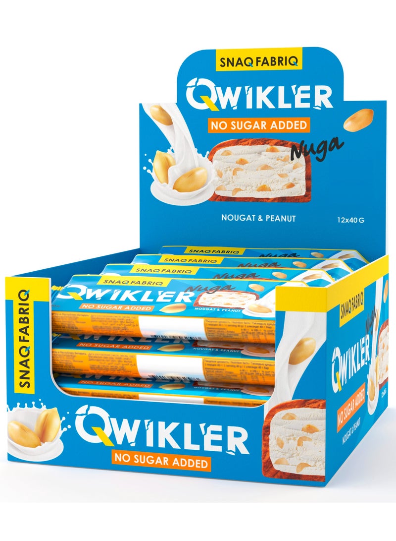 Qwikler Nuga Bar with Nougat and Peanut Flavor No Sugar Added 12x40g