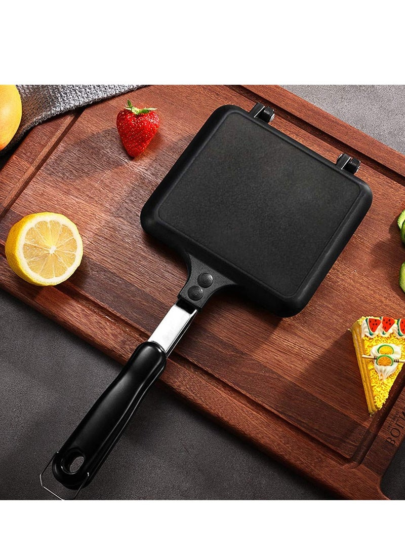 Toasted Sandwish Maker, Double Sided Frying Pan, Non-Stick Stovetop Toastie Maker with Handles Double Sided Grill Pan for Panini Snack Breakfast