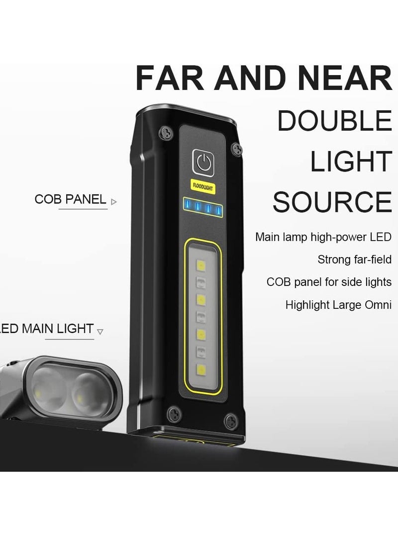 LED Small Flashlight Portable Rechargeable Work Light Super Bright Multi Use Waterproof COB Multifunctional Magnetic Suction Flashlight for Camping Walking Searching Hiking Indoor Outdoor Use