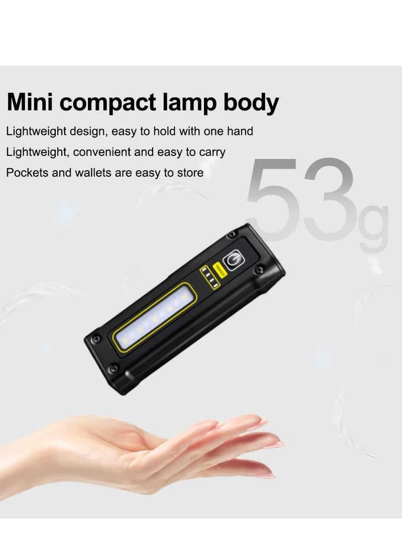 LED Small Flashlight Portable Rechargeable Work Light Super Bright Multi Use Waterproof COB Multifunctional Magnetic Suction Flashlight for Camping Walking Searching Hiking Indoor Outdoor Use