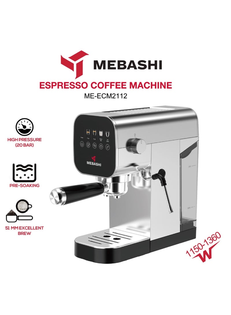 Espresso Coffee Machine With 20 Bar High Pressure 1360 W