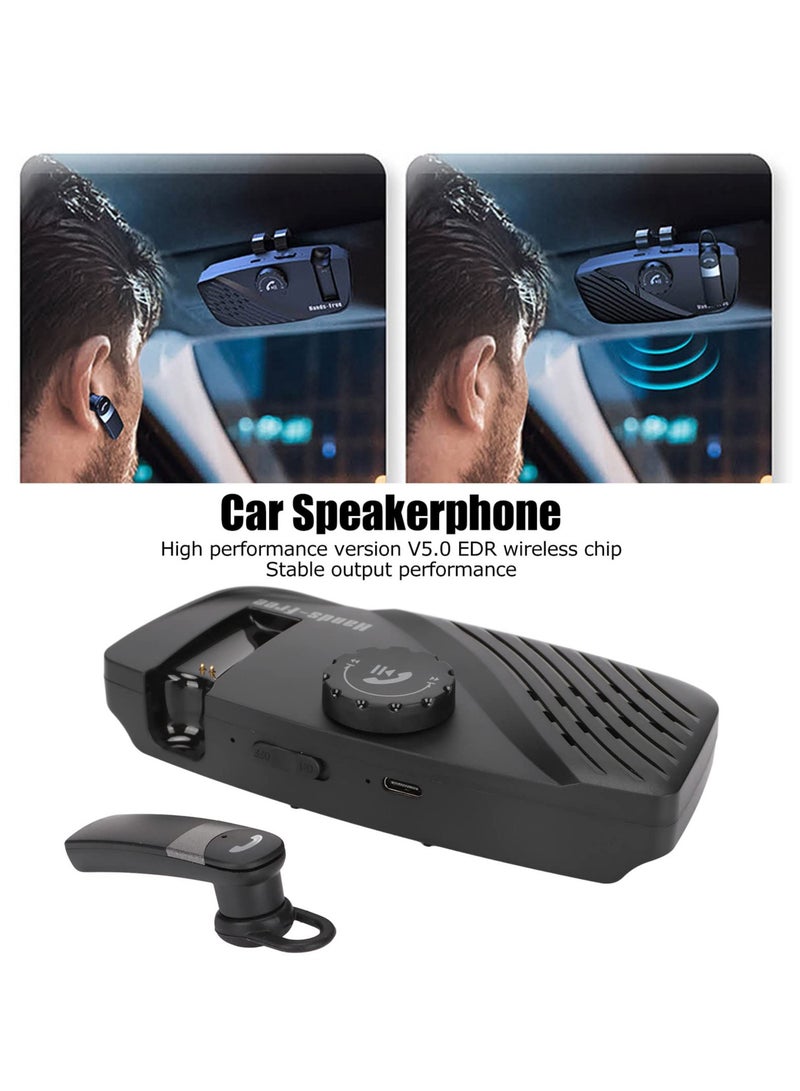 Bluetooth 5.0 Car Speaker, Handsfree Bluetooth Speakerphone for Cell Phone, Support 2 Mobile Phones Online, Multipoint Handsfree Car Speaker Headset, Bluetooth 5.0 Car Kit with Visor Clip