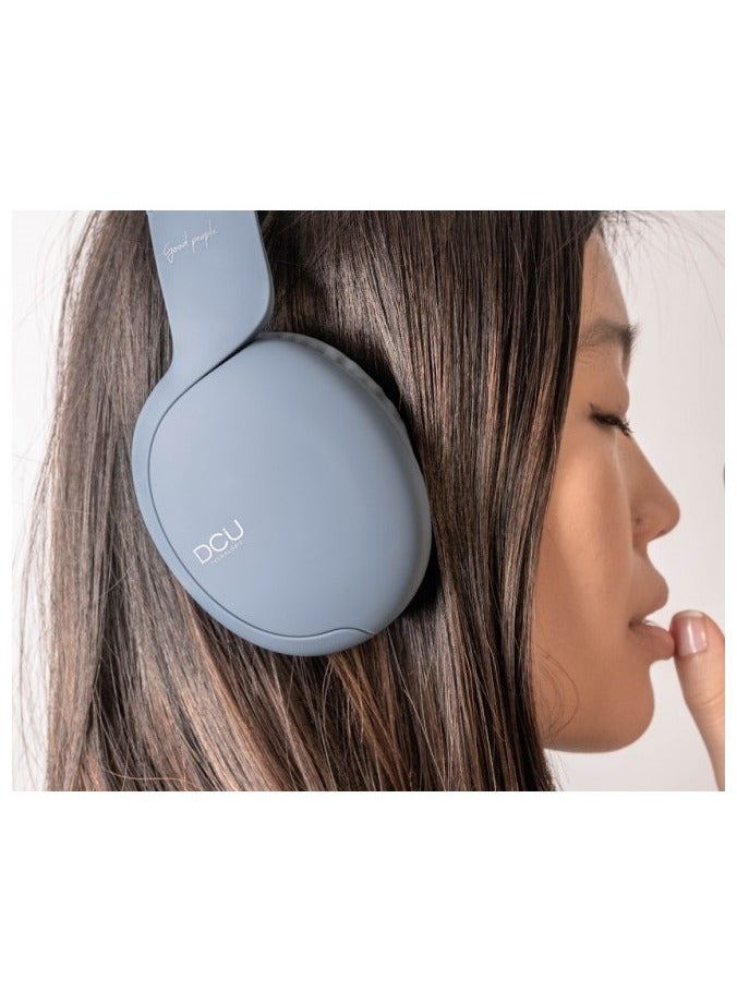 DCU Multifunction Bluetooth Wireless headphones Blue, with Memory card slot, Passive Noise Cancellation, Soft and comfortable to ears.