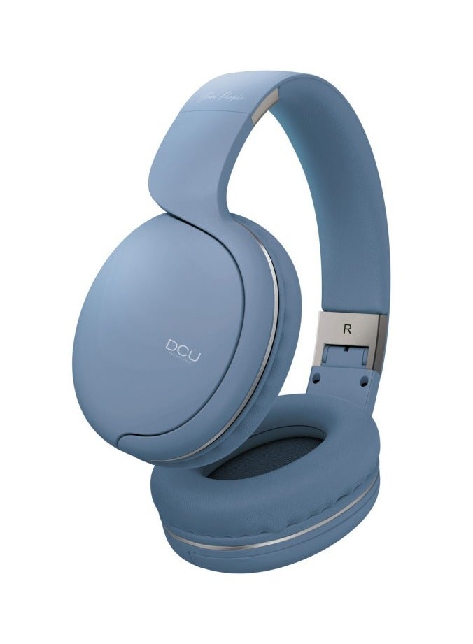 DCU Multifunction Bluetooth Wireless headphones Blue, with Memory card slot, Passive Noise Cancellation, Soft and comfortable to ears.