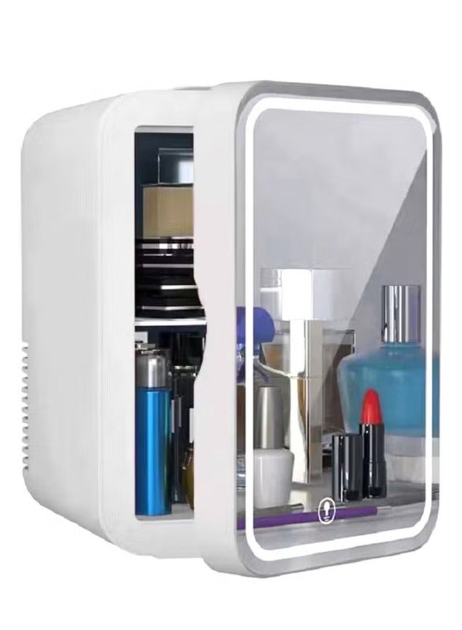 Portable Mini 8L Small Beauty Refrigerator, Dual-Use For Home And Car, With Makeup Mirror And LED Light, Skin Care Refrigerator