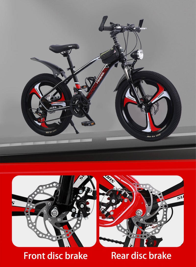 18-22 Inch Kids Road Bike High Carbon Steel Mountain Kids' Bike Children's Bicycle Suitable for Girls and Boys with Height 120-160cm Adjustable Seat Wear-Resistant Tires Variable Speed ​​Gear System Sensitive Dual Disc Brakes with Shock Absorber Completely Stable