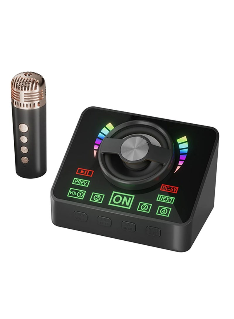 Karaoke Machine Portable Bluetooth  Speaker System with 1 Wireless Microphones Black