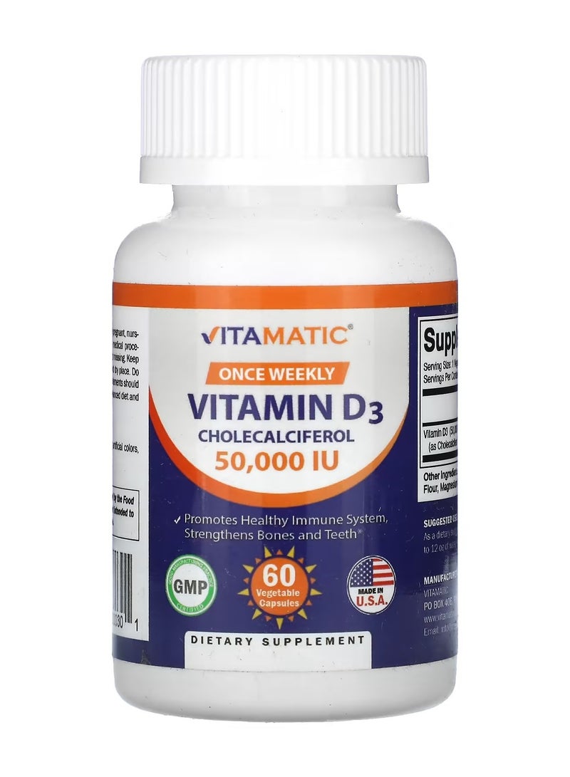 Vitamin D3, 50,000 IU 60 Vegetable Capsules